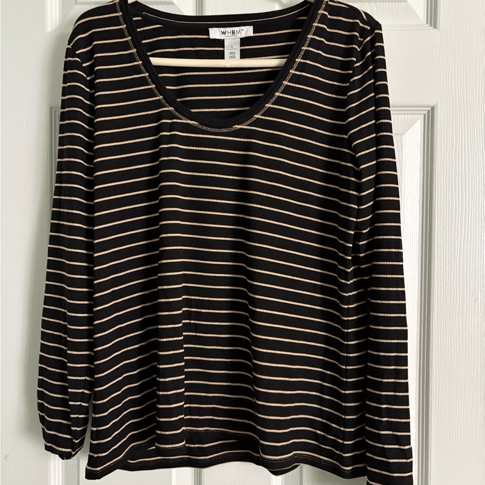 White House Black Market Striped Black and Gold top